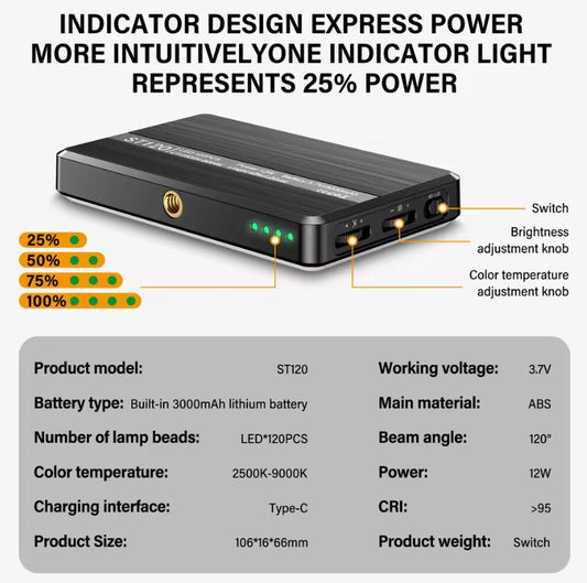 Luz LED Profesional ST-120 C/B/N
